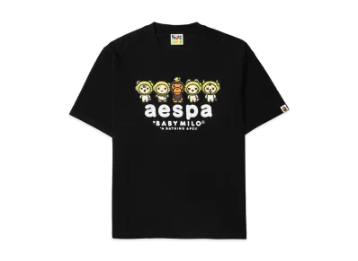 A BATHING APE x aespa Baby Milo Lemonade Relaxed Fit Tee "Black"