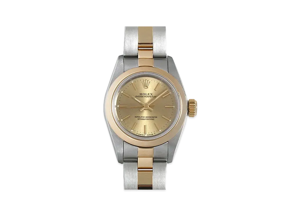 ROLEX Oyster Perpetual "Champagne/Stainless Steel/Yellow Gold"