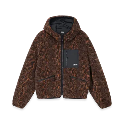 Stussy Snake Jacquard Sherpa Jacket "Brown"
