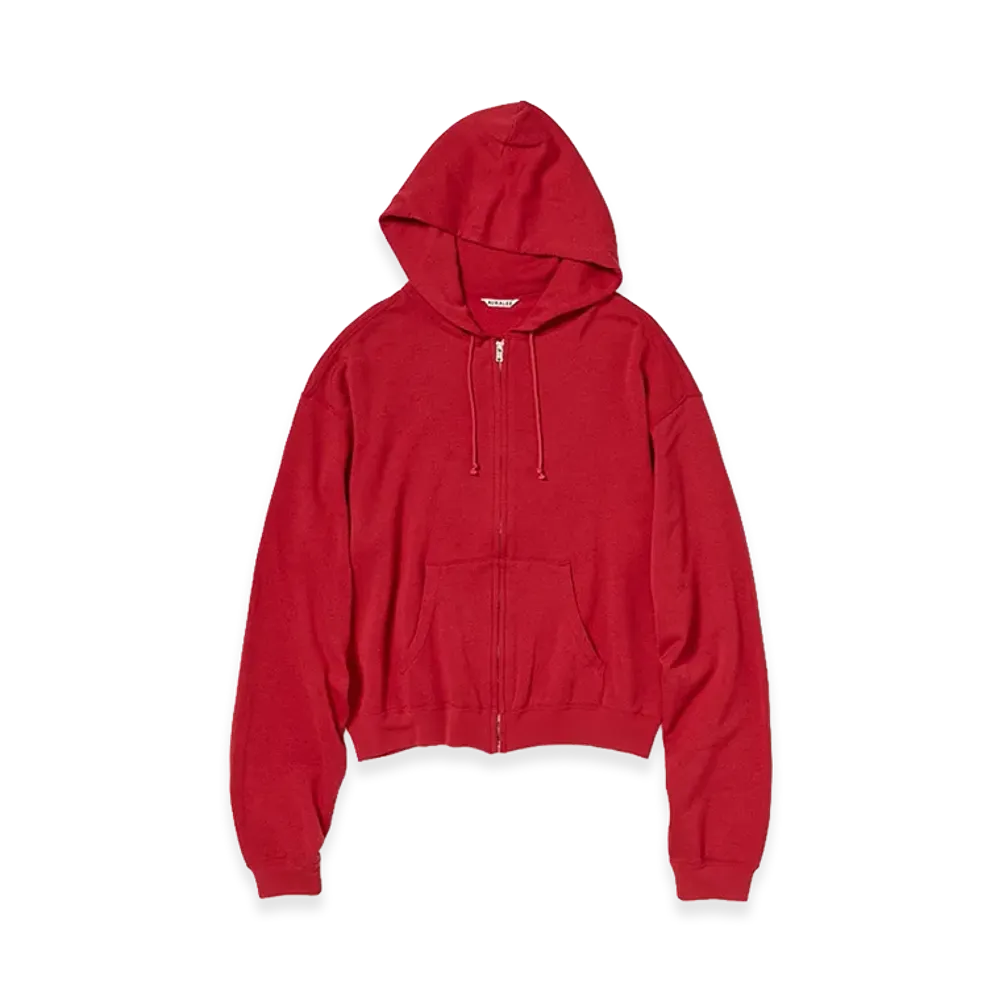 AURALEE High Twist Light Sweat Zip Parka "Red"
