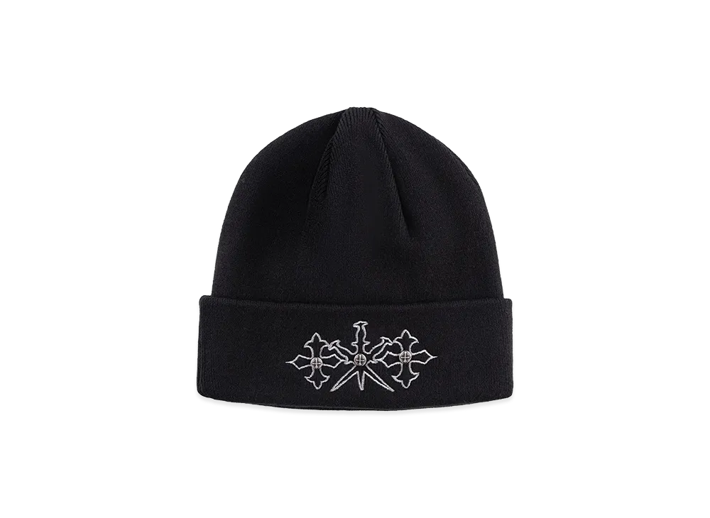 Unknown London Dagger Cross Embroidery Beanie "Black"