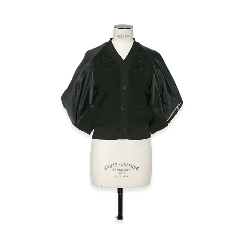 sacai Nylon Twill x Knit Cardigan "Black"