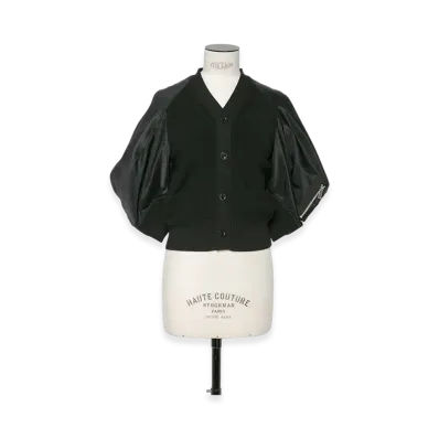 sacai Nylon Twill x Knit Cardigan "Black"