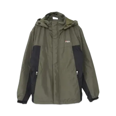 FILA One-Point Logo Embroidery Color Scheme Switching Aluminum Coating Filling Eco Down Jacket Outerwear "DarkKahaki"