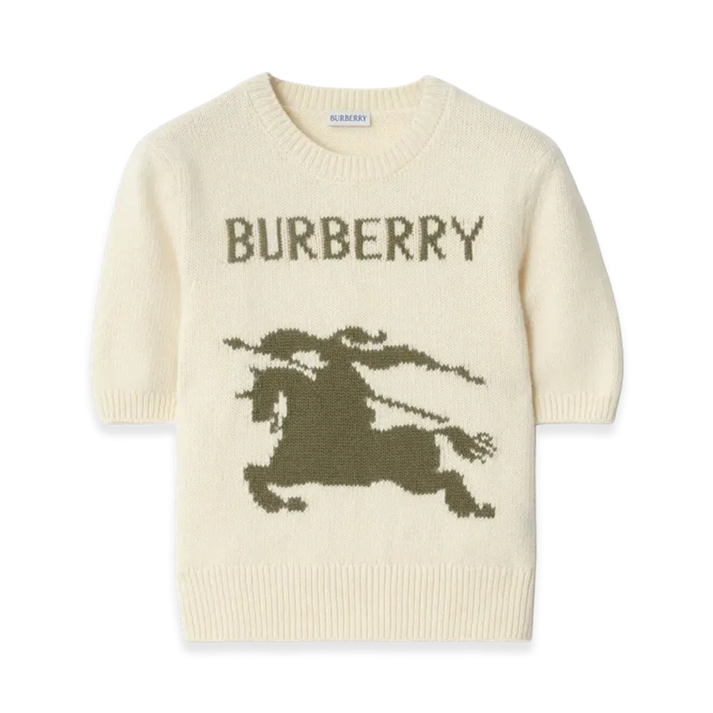Burberry Women's EKD Wool Cashmere Top "Ceramic White"