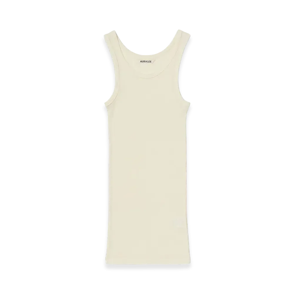 AURALEE Wool Silk Soft Rib Tank "Ivory"