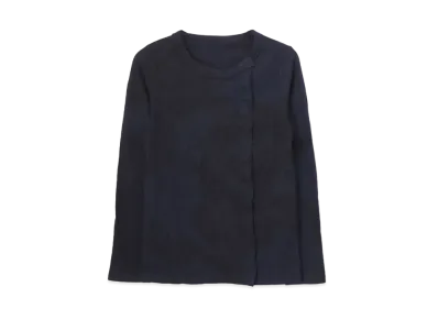 Yohji Yamamoto WOOL MILD JQ GLENCHECK G PANEL ROUND NECK "Navy"