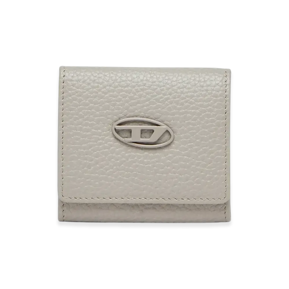 Diesel Hissu Evo Coin Case Coin Purse In Grainy Leather "Gray"