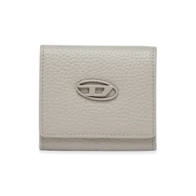 Diesel Hissu Evo Coin Case Coin Purse In Grainy Leather "Gray"