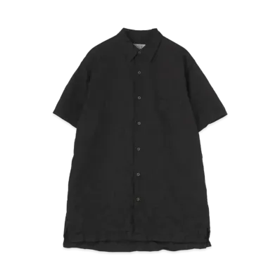 Yohji Yamamoto Pour Homme WRINKLE PROCESSING BROAD BIG BASIC HALF SLEEVES BLOUSE "Black"