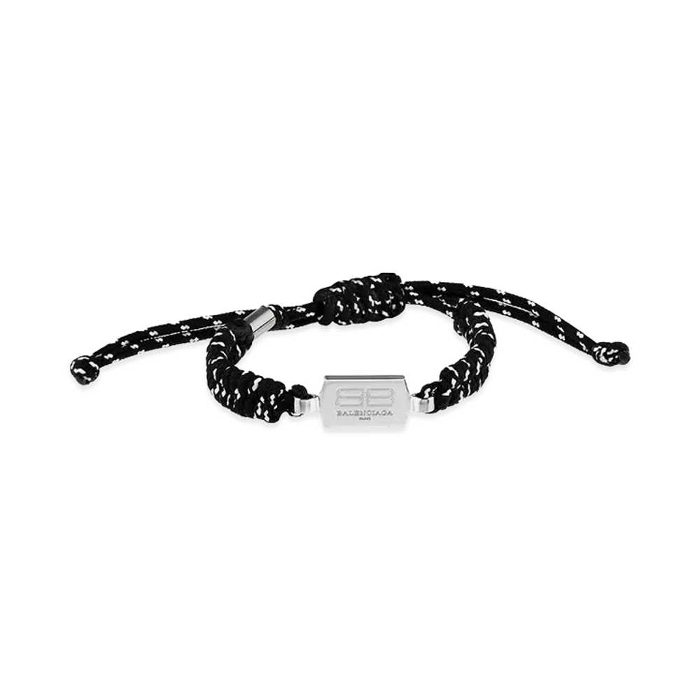 BALENCIAGA Saint-Germain Lace Bracelet "Black/White/Shiny Silver"