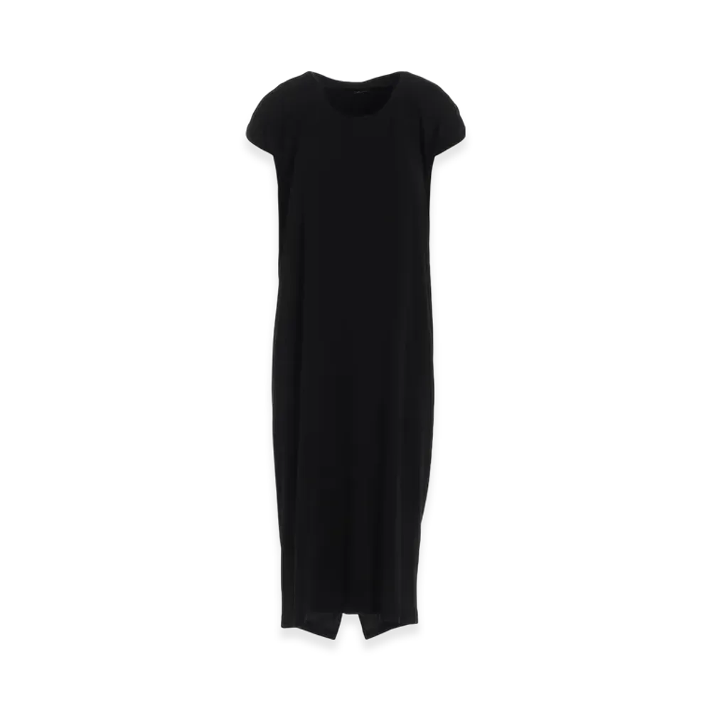 Yohji Yamamoto High Twisted Milano Rib Draped Sleeveless Dress "Black"