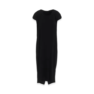 Yohji Yamamoto High Twisted Milano Rib Draped Sleeveless Dress "Black"