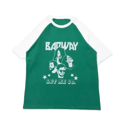 BADWAY rock raglan T "GREEN OFF"