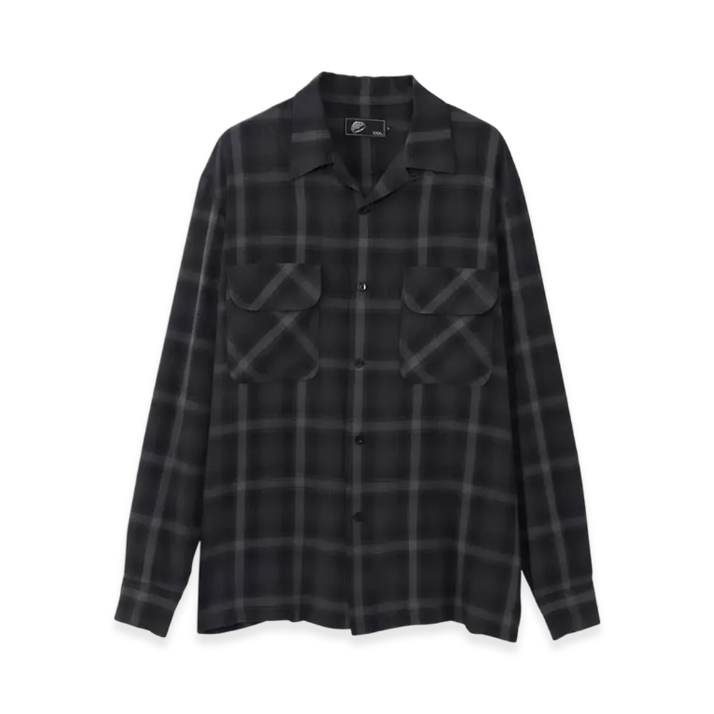 HYSTERIC GLAMOUR I'll Be Waiting Embroidery Open Collar Shirt "Charcoal Gray"