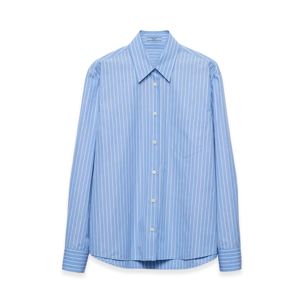 PRADA Women's Striped Poplin Shirt "Sapphire Blue"