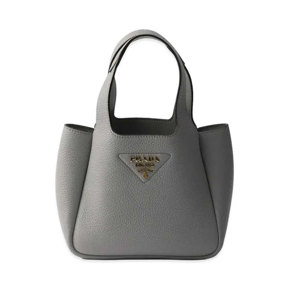 PRADA Leather Mini Handbag "Granite Grey"