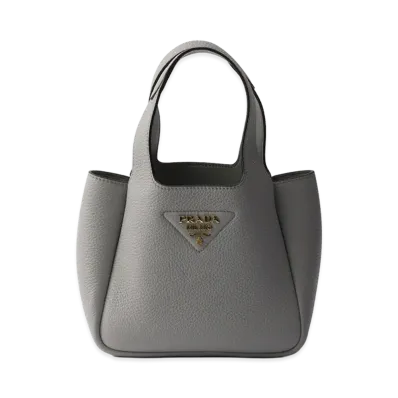 PRADA Leather Mini Handbag "Granite Grey"