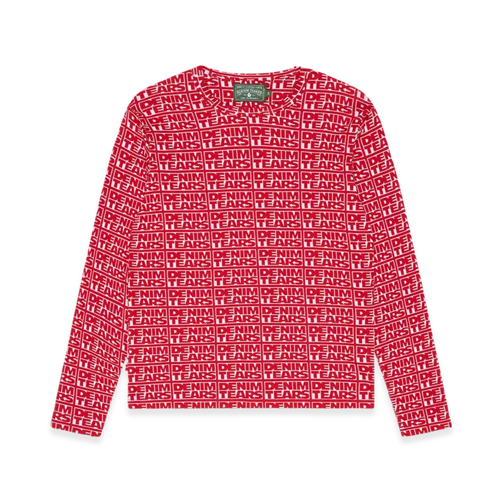 DENIM TEARS Larmes de Jean Jacquard Long Sleeve Tee "Red"