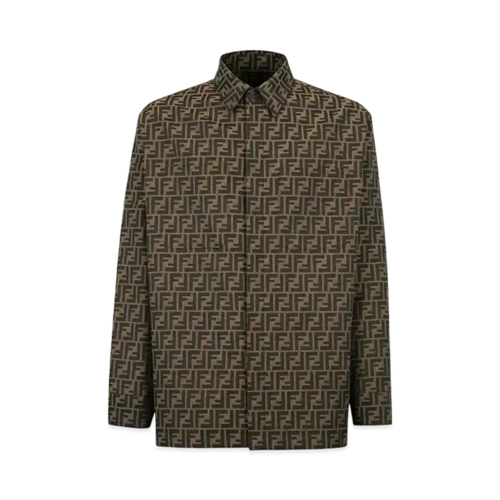 FENDI Men's Blouson FF Jacquard Fabric Jacket "Brown"
