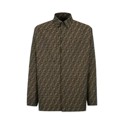 FENDI Men's Blouson FF Jacquard Fabric Jacket "Brown"