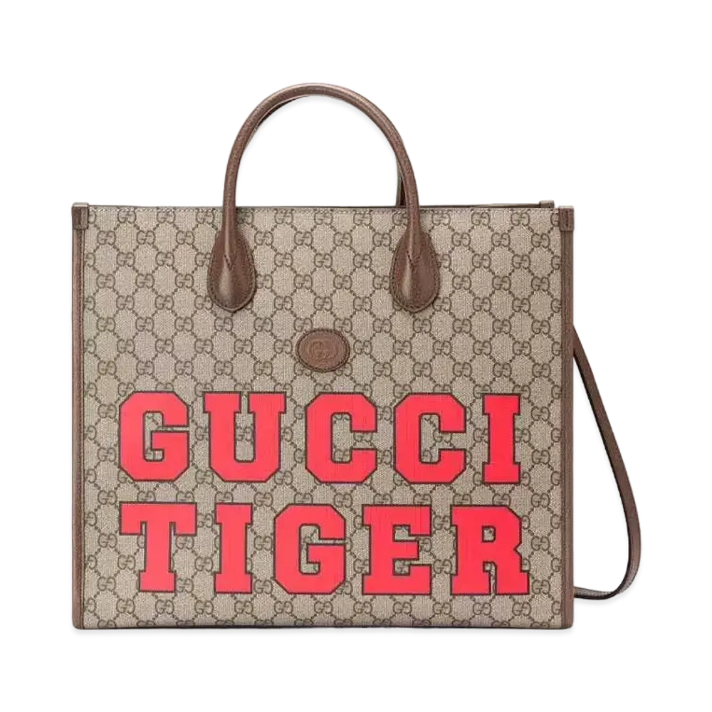 GUCCI Tiger GG Medium Tote Bag "Beige"
