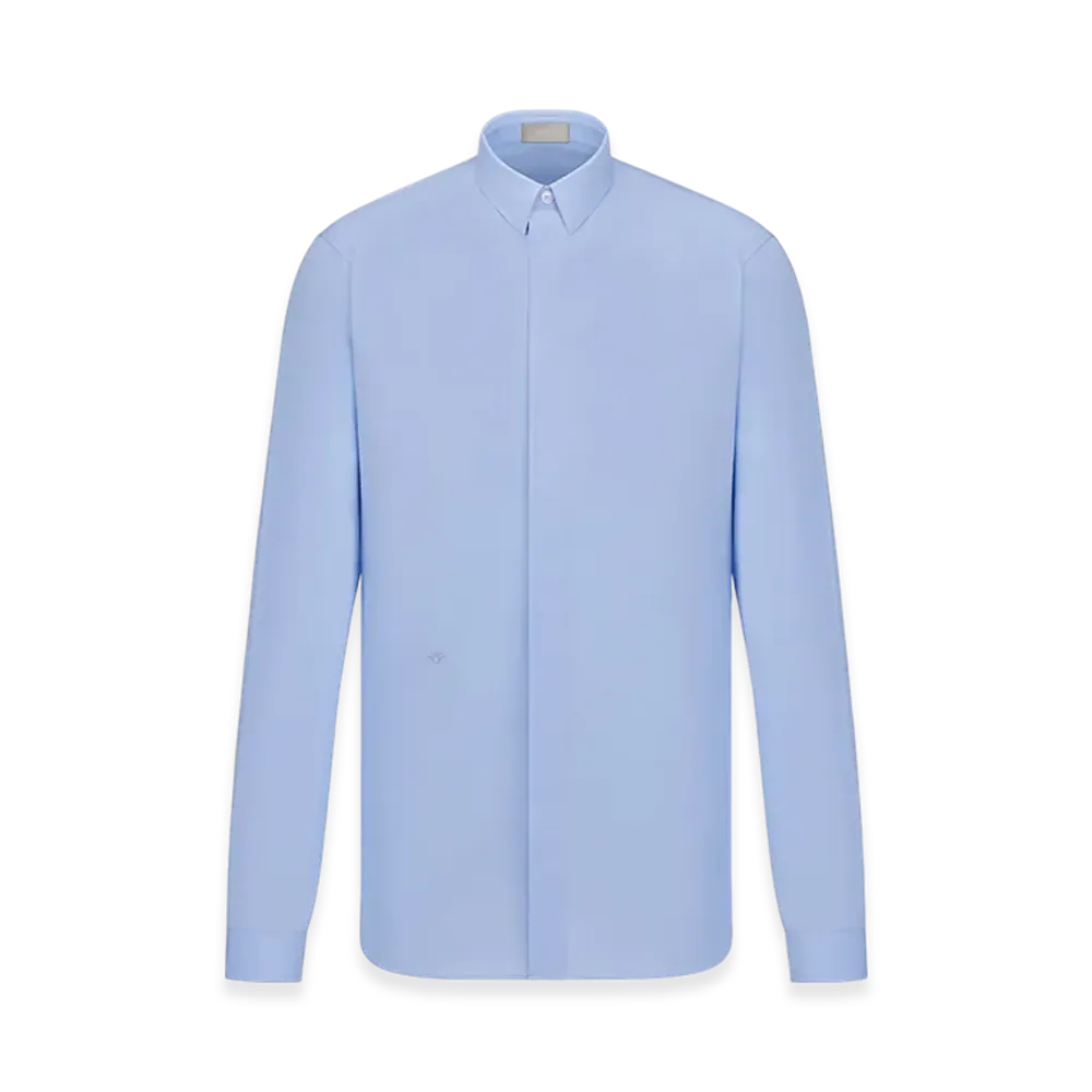 Dior Shirt with Bee Embroidery Poplin "Light Blue"