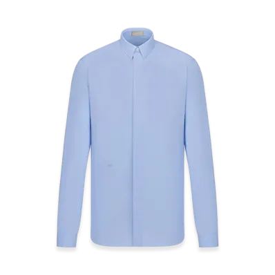 Dior Shirt with Bee Embroidery Poplin "Light Blue"