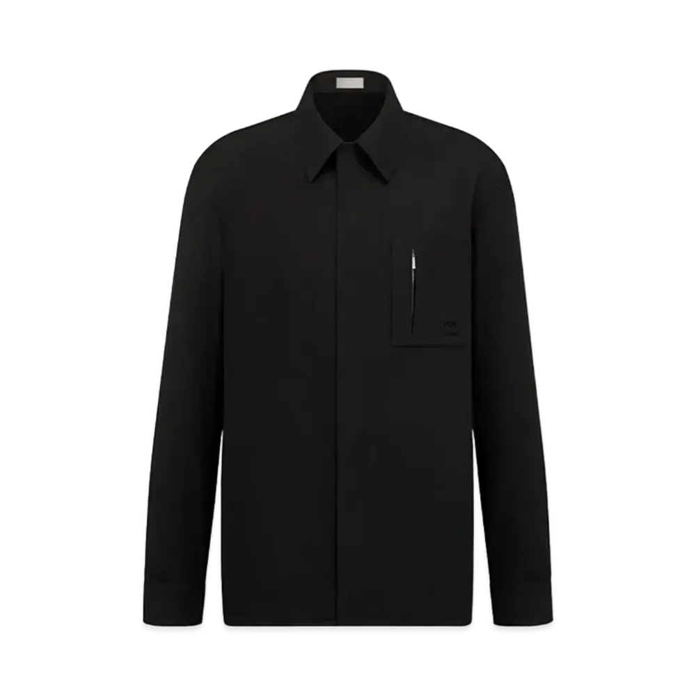 Dior CD Icon Embroidery Shirt Cotton Gabardine "Black"