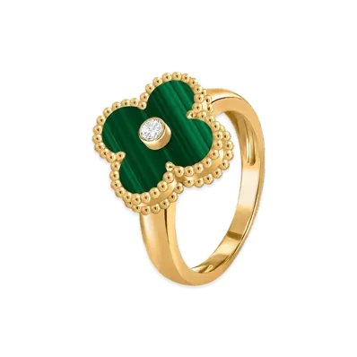 Van Cleef & Arpels Vintage Alhambra ring "18K Yellow gold/Diamond/Malachite"