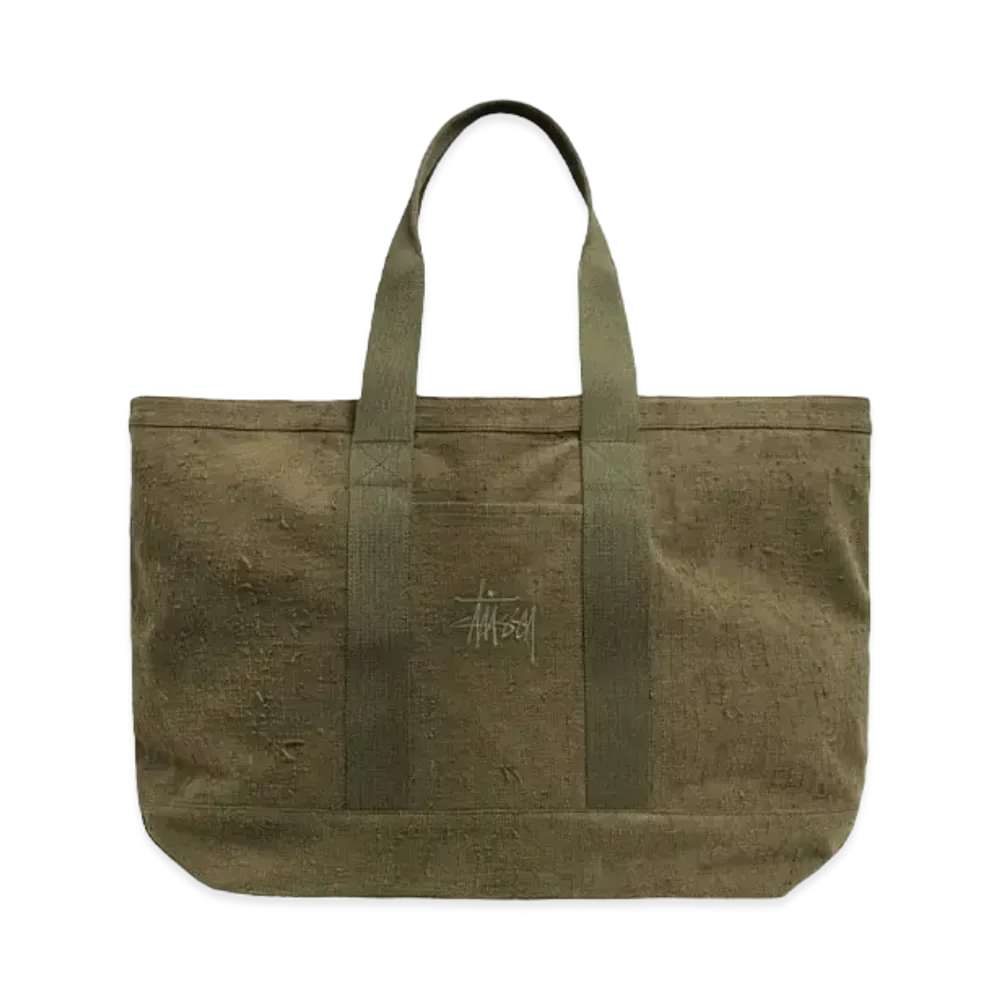 Stussy Needle Punch XL Tote Bag "Olive" (FA24)