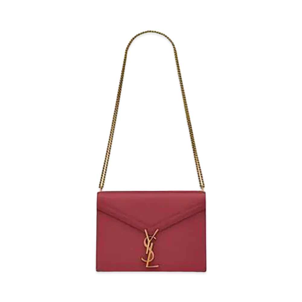 Saint Laurent Cassandra Monogram Clasp Bag In Grain De Poudre Embossed Leather "Opyum Red"
