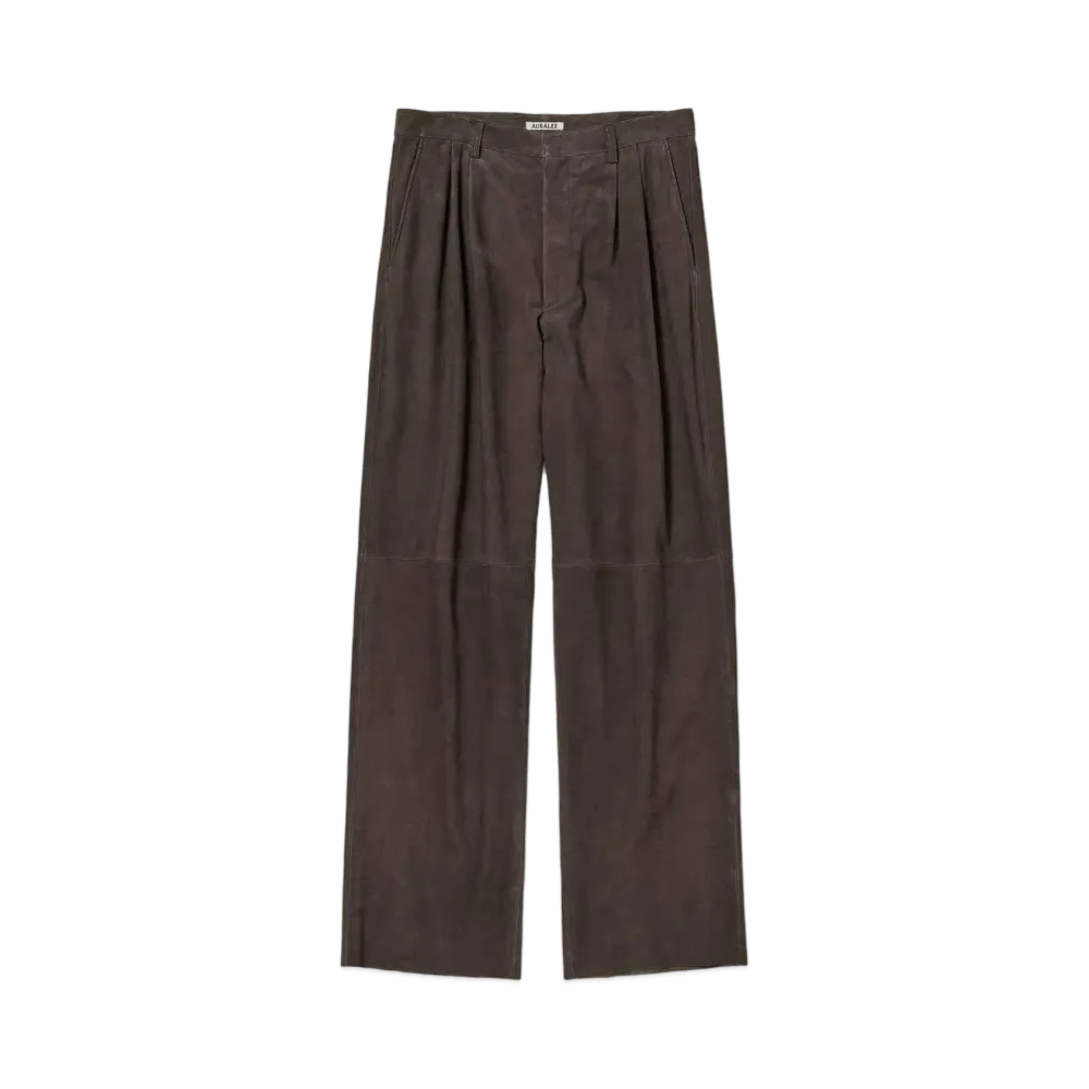 AURALEE Calf Nubuck Pants "Dark Brown"