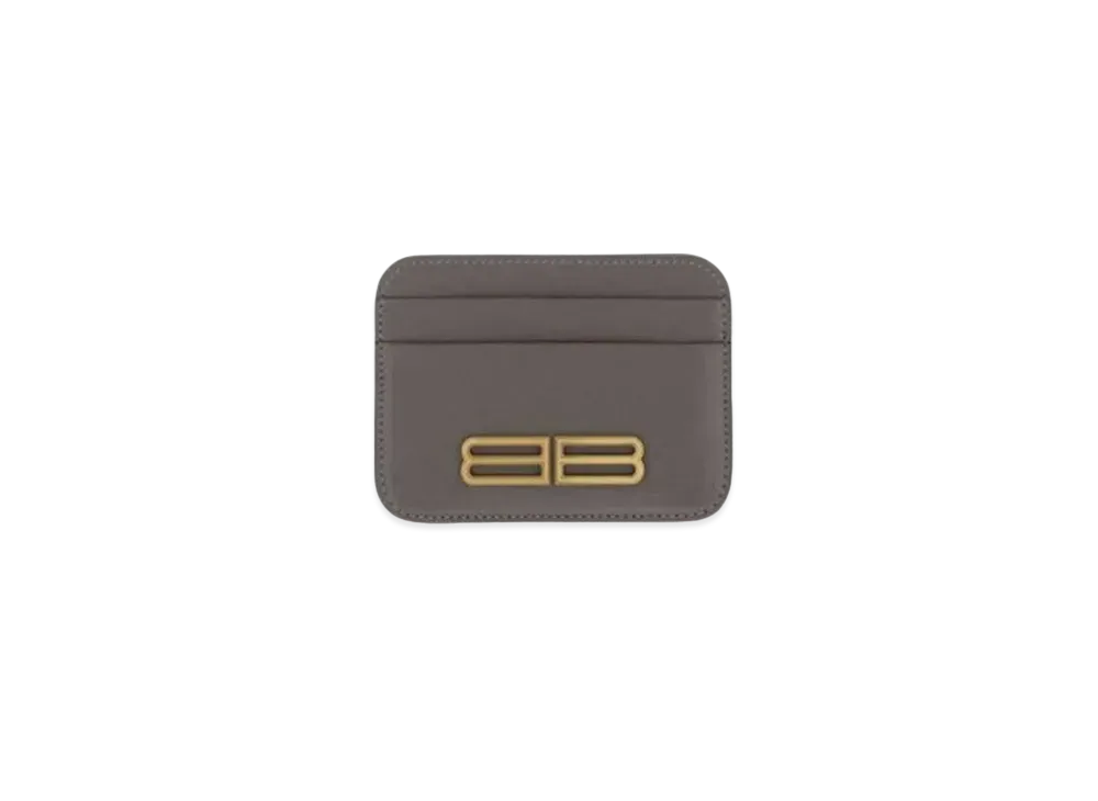 BALENCIAGA Stripe Embossed Calfskin Gossip Card Holder "Gray"