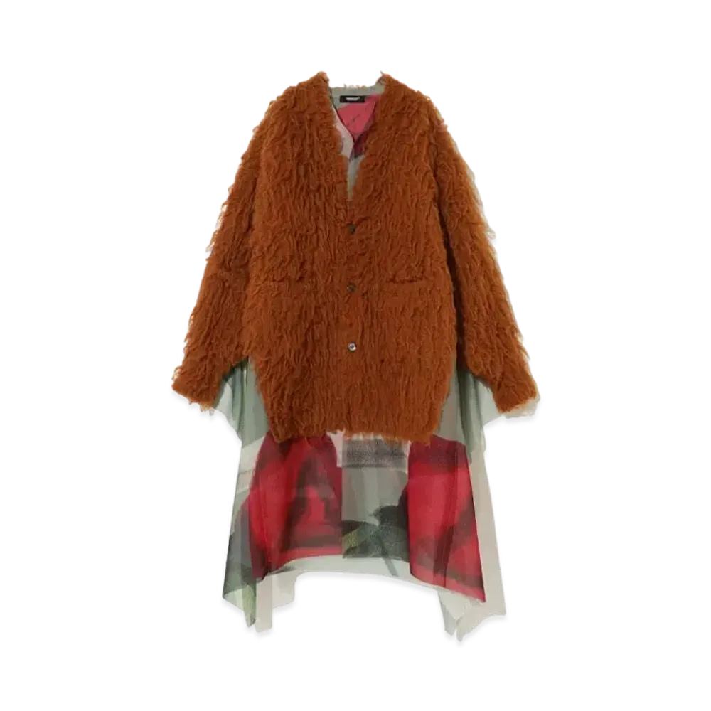 UNDERCOVER Mohair Shaggy Knit Cardigan "Dark Orange"
