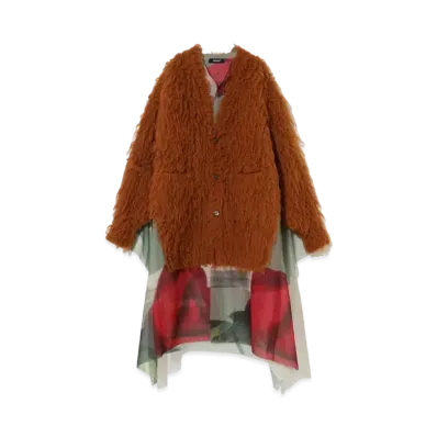 UNDERCOVER Mohair Shaggy Knit Cardigan "Dark Orange"