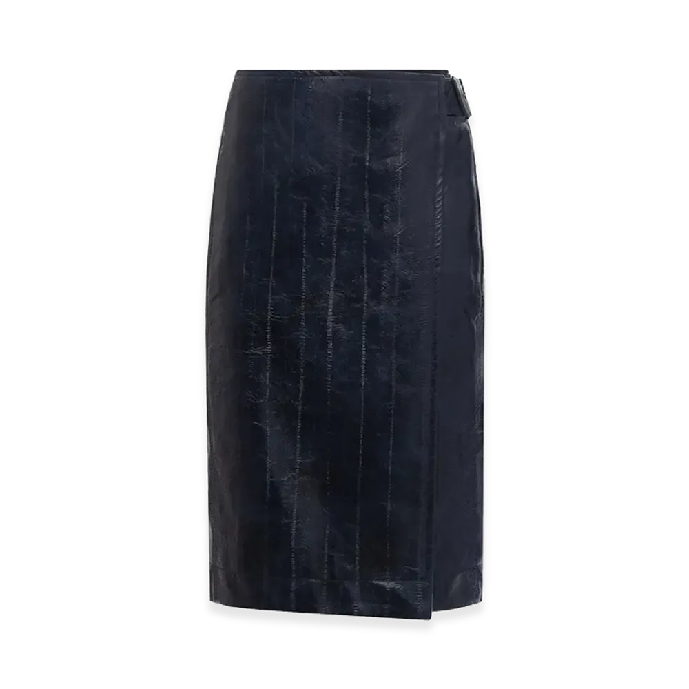 Bottega Veneta Women's Leather Midi Skirt "Blue"
