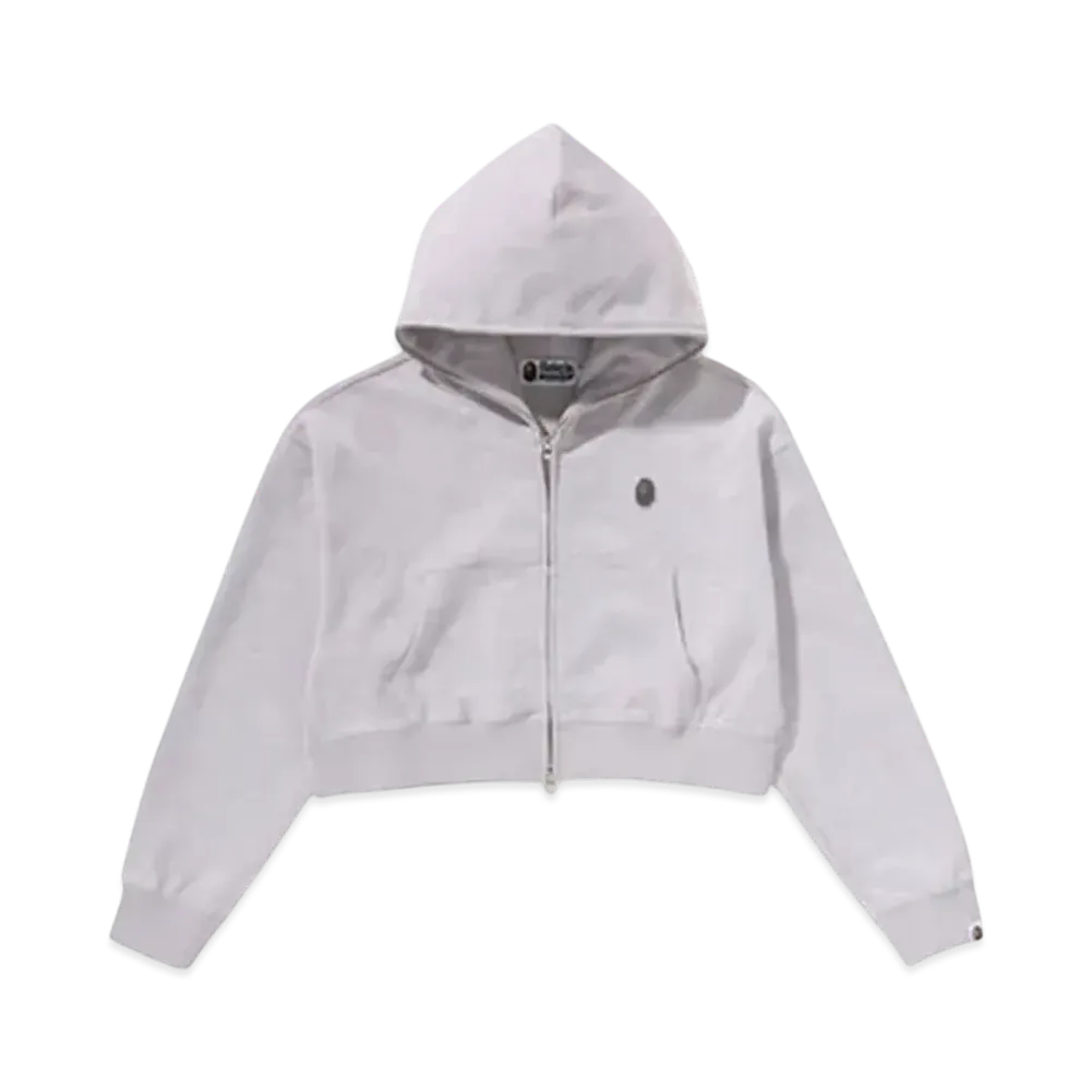 A BATHING APE Solid Camo Jacquard One Point Cropped Zip Hoodie "Gray"