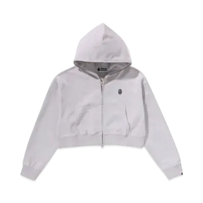 A BATHING APE Solid Camo Jacquard One Point Cropped Zip Hoodie "Gray"