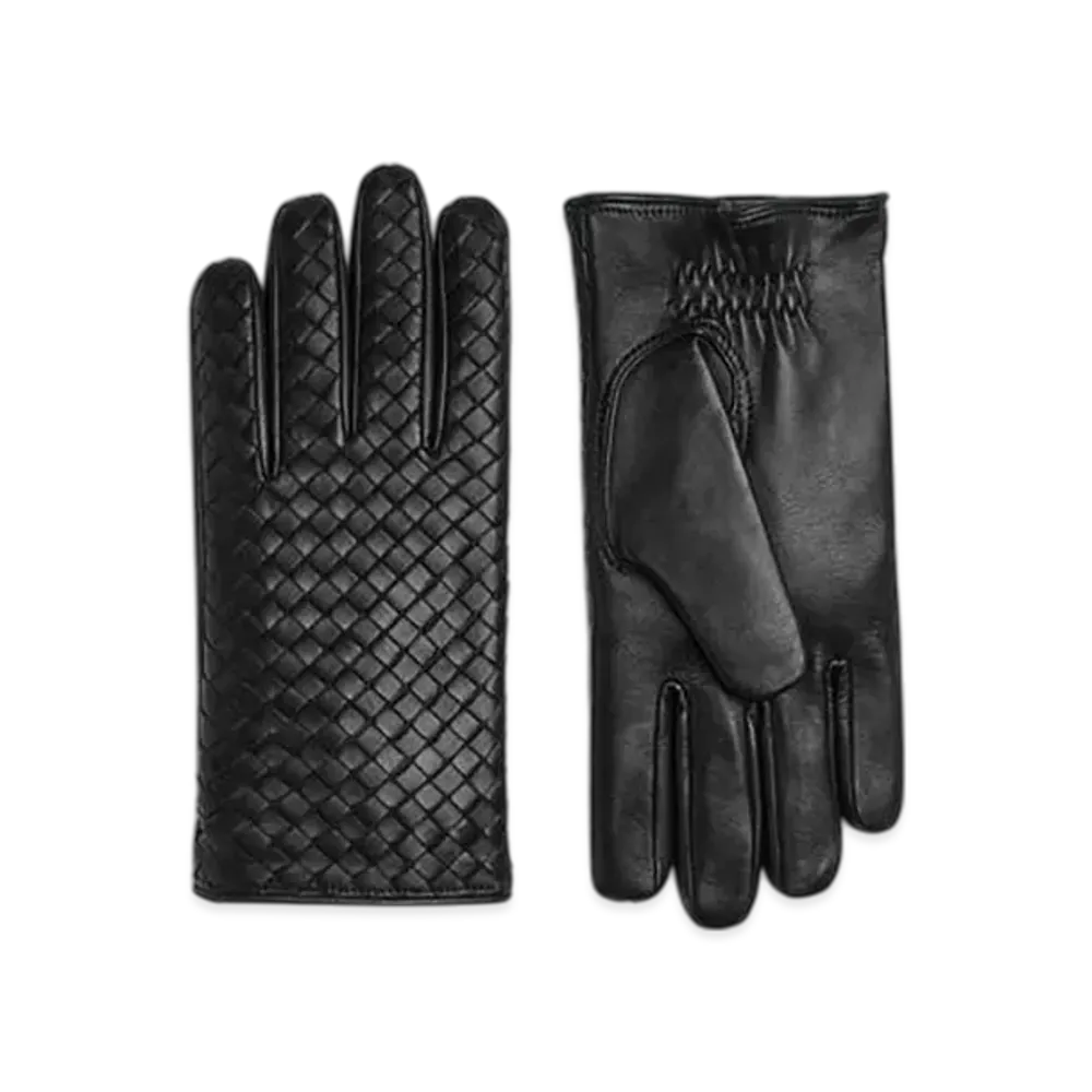 Bottega Veneta Intrecciato Leather Gloves "Black"