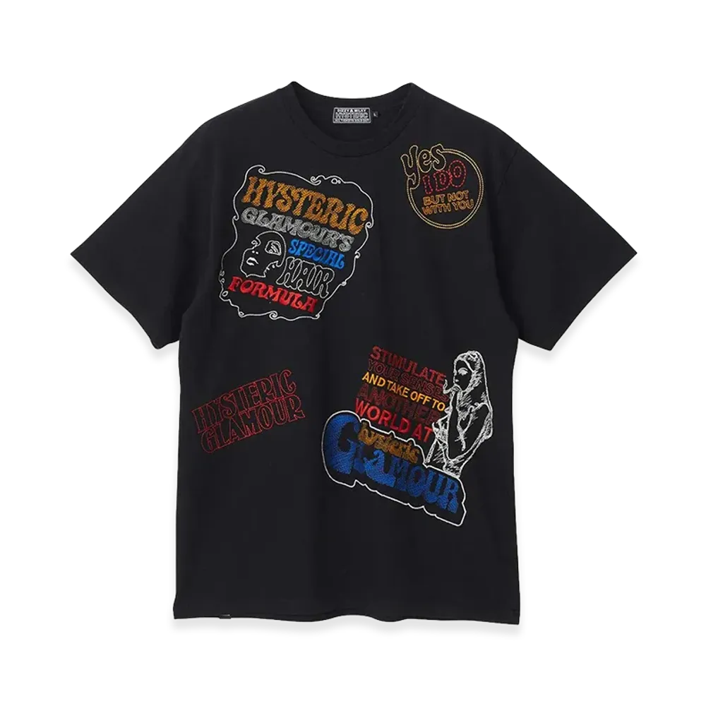 HYSTERIC GLAMOUR Hysteric Scratch Embroidered T-Shirt "Black"
