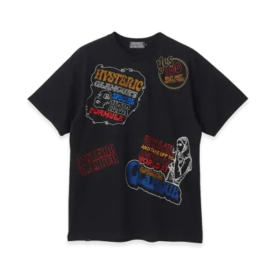 HYSTERIC GLAMOUR Hysteric Scratch Embroidered T-Shirt "Black"