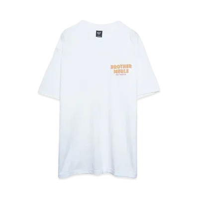 BROTHER MERLE Men's Knit S/S Crew T-Shirt - Fuzz Logo "White"