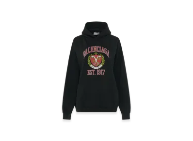 BALENCIAGA College Print Wide Fit Hoodie "Black"