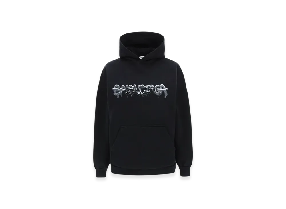 BALENCIAGA Women's Slime Logo Wide Fit Hoodie "Black"