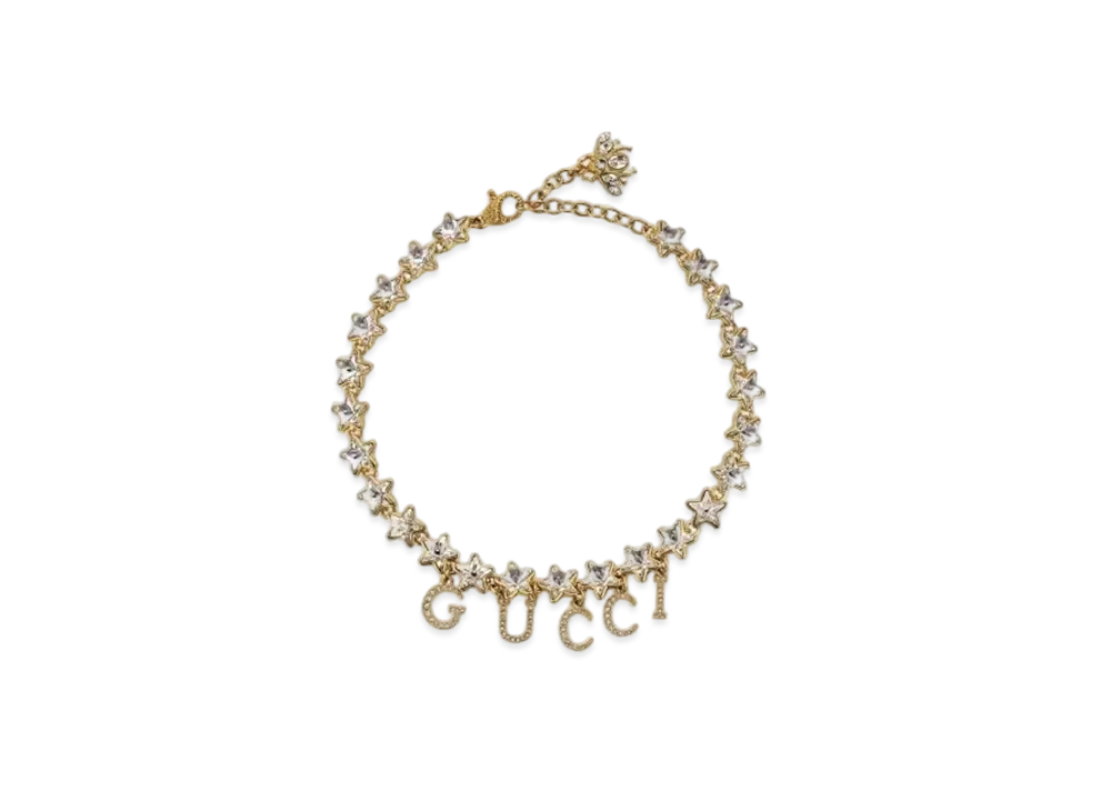 GUCCI Lettering Choker Necklace "Gold"