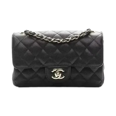 CHANEL Mini Matelasse Single Flap Caviarskin "Black/Gold"