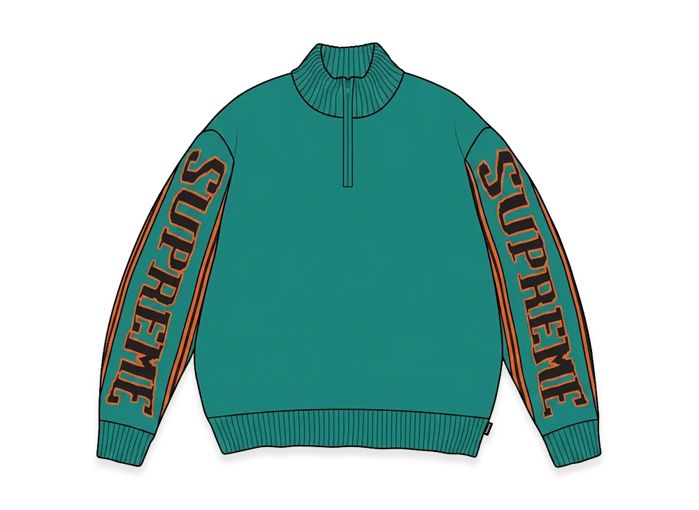 Supreme Jacquard Sleeve Half Zip Sweater "Teal"