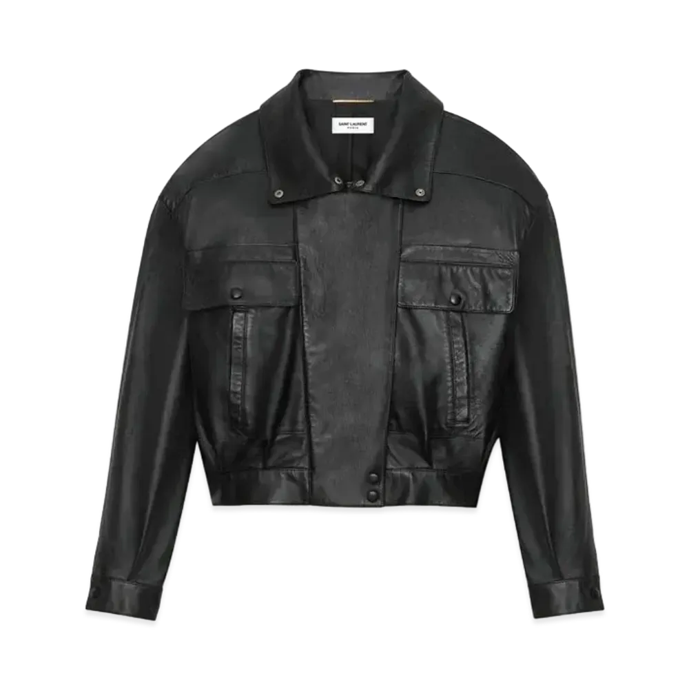 Saint Laurent Women's Bomber Jacket in Lambskin "Black"