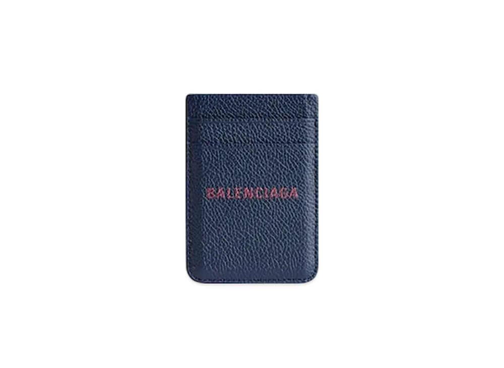 BALENCIAGA Cash Magnet Card Holder "Navy/Burgundy"